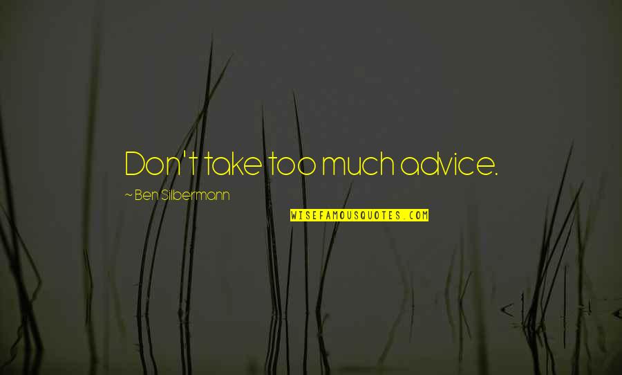 Positive Future Outlook Quotes By Ben Silbermann: Don't take too much advice.
