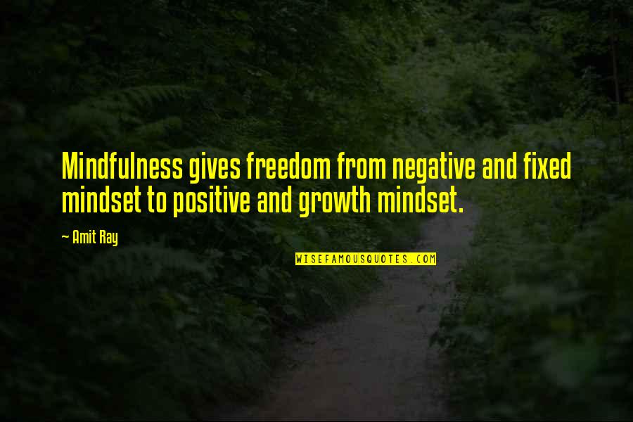 Positive Mindset Quotes By Amit Ray: Mindfulness gives freedom from negative and fixed mindset Positive Mindset Quotes By Amit Ray: Mindfulness gives freedom from negative and fixed mindset