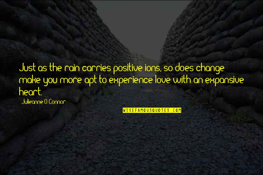 Positive Rain Quotes By Julieanne O'Connor: Just as the rain carries positive ions, so
