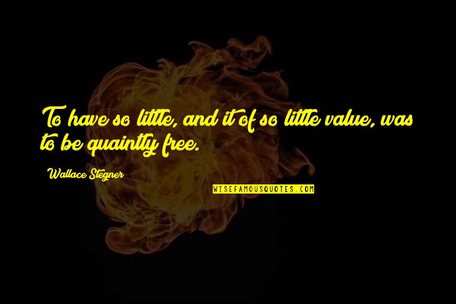 Positive Tenant Quotes By Wallace Stegner: To have so little, and it of so