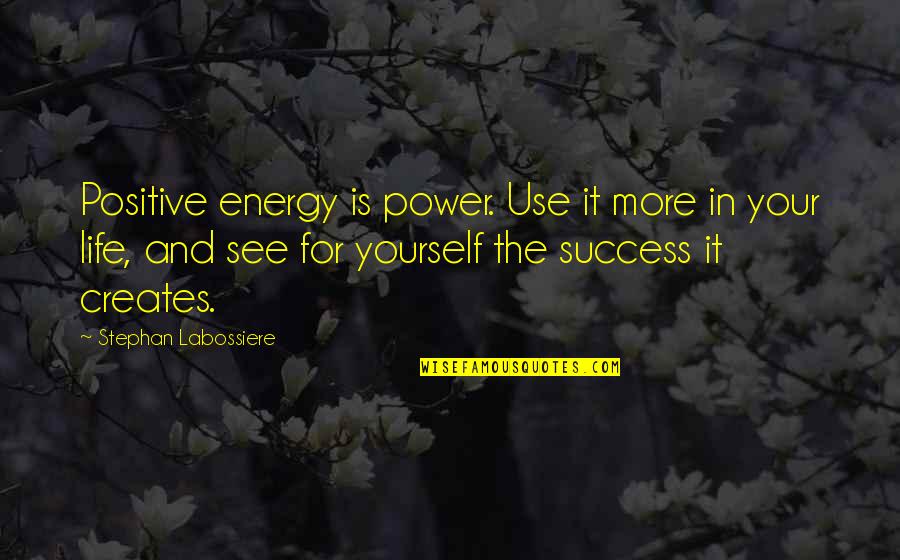 Positive Thinking And Success Quotes By Stephan Labossiere: Positive energy is power. Use it more in