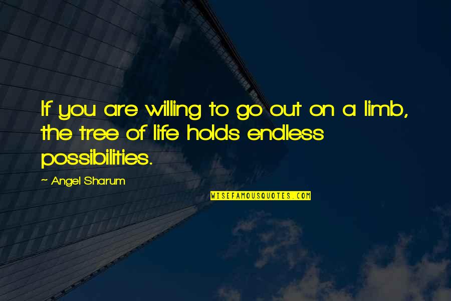 Possibilities Are Endless Quotes By Angel Sharum: If you are willing to go out on