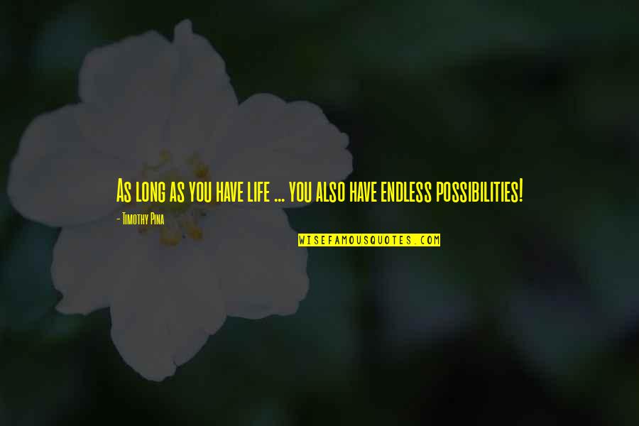 Possibilities Are Endless Quotes By Timothy Pina: As long as you have life ... you