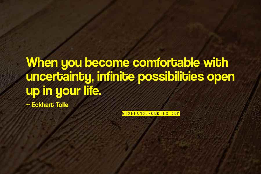 Possibilities In Your Life Quotes By Eckhart Tolle: When you become comfortable with uncertainty, infinite possibilities