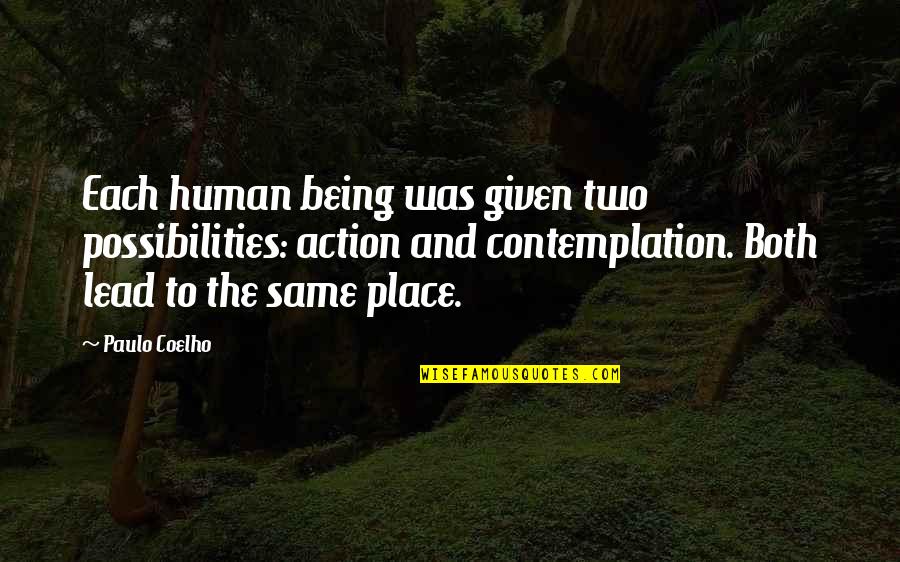 Possibilities In Your Life Quotes By Paulo Coelho: Each human being was given two possibilities: action