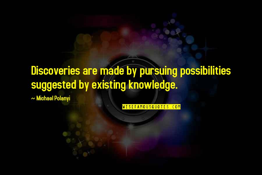Possibility And Discovery Quotes By Michael Polanyi: Discoveries are made by pursuing possibilities suggested by