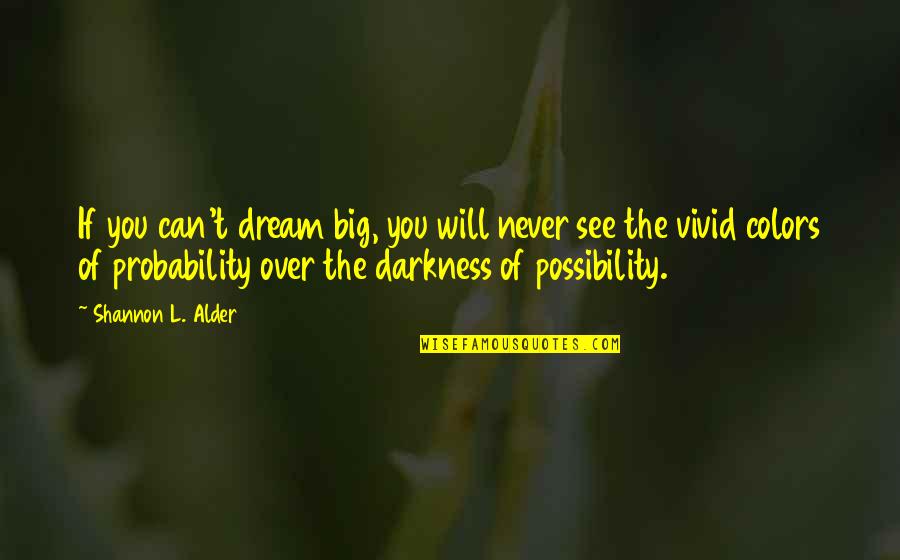 Possibility And Probability Quotes By Shannon L. Alder: If you can't dream big, you will never