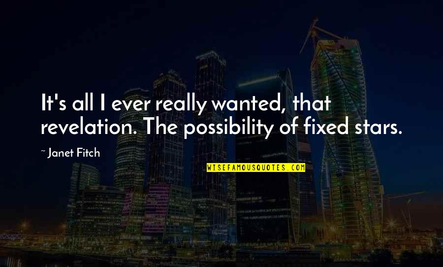 Possibility's Quotes By Janet Fitch: It's all I ever really wanted, that revelation.
