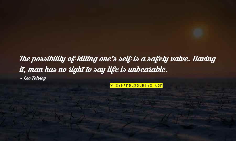 Possibility's Quotes By Leo Tolstoy: The possibility of killing one's self is a