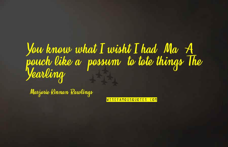 Possum Quotes By Marjorie Kinnan Rawlings: You know what I wisht I had, Ma?