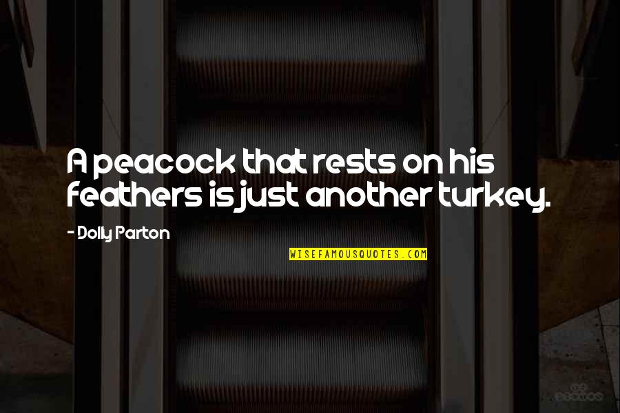 Post Historic Quotes By Dolly Parton: A peacock that rests on his feathers is