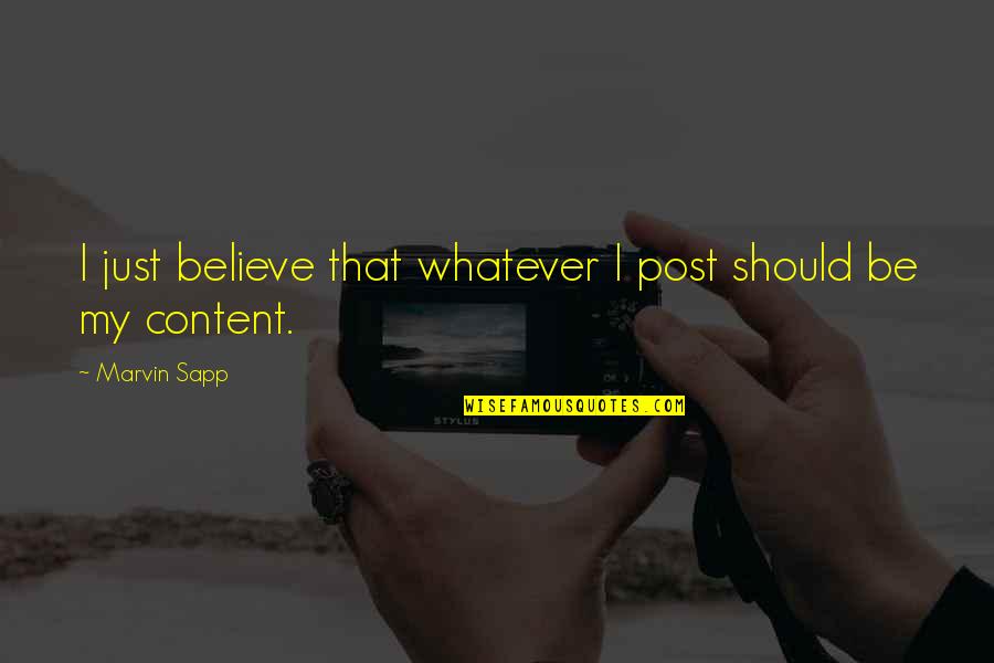 Post My Quotes By Marvin Sapp: I just believe that whatever I post should