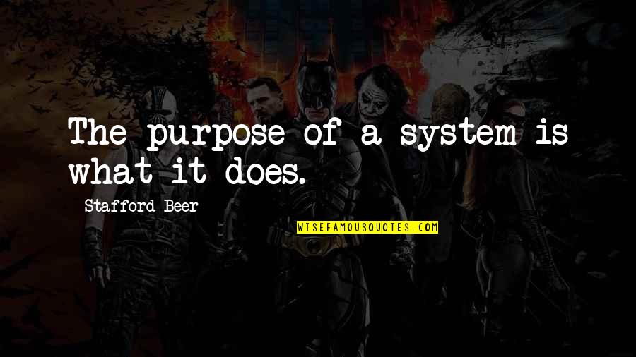 Post Positive Quotes By Stafford Beer: The purpose of a system is what it