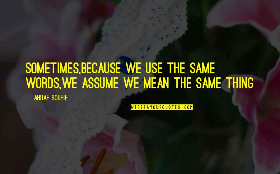 Postare Quotes By Ahdaf Soueif: Sometimes,because we use the same words,we assume we