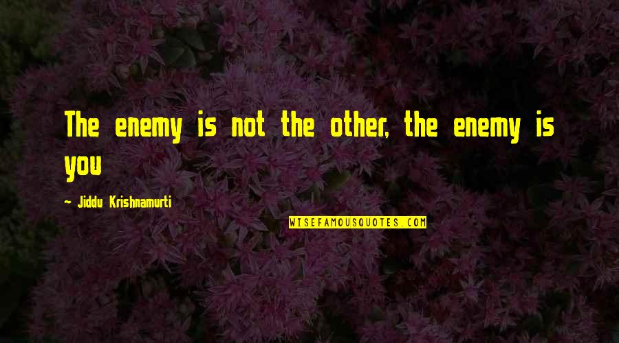 Postgraduates Quotes By Jiddu Krishnamurti: The enemy is not the other, the enemy