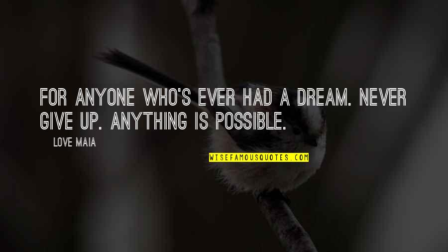 Postlet Quotes By Love Maia: For anyone who's ever had a dream. Never