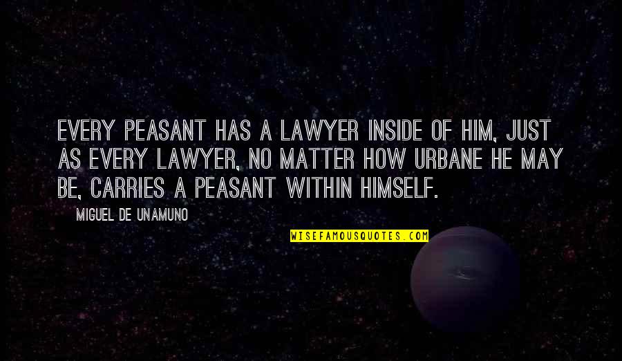 Postpaid Quotes By Miguel De Unamuno: Every peasant has a lawyer inside of him,