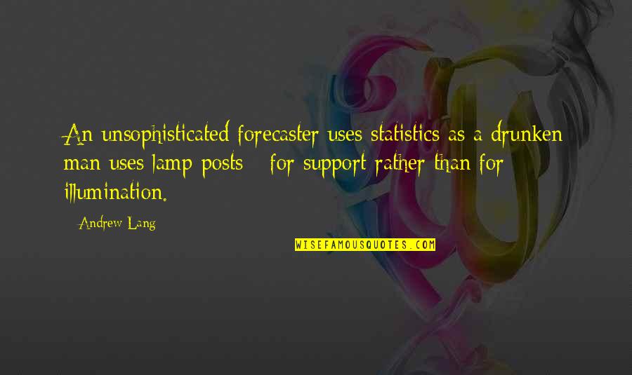 Posts Quotes By Andrew Lang: An unsophisticated forecaster uses statistics as a drunken