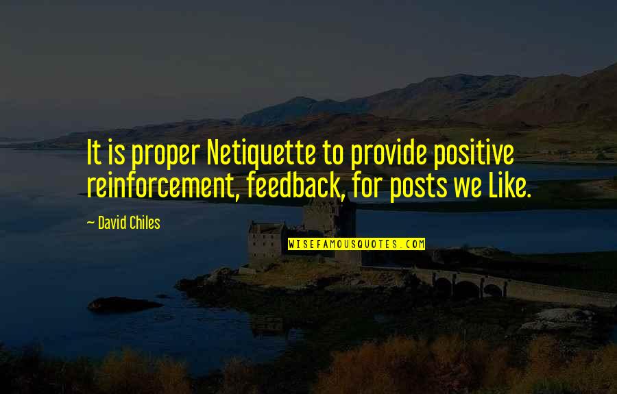 Posts Quotes By David Chiles: It is proper Netiquette to provide positive reinforcement,