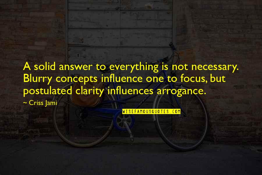 Postulated Quotes By Criss Jami: A solid answer to everything is not necessary. Postulated Quotes By Criss Jami: A solid answer to everything is not necessary.