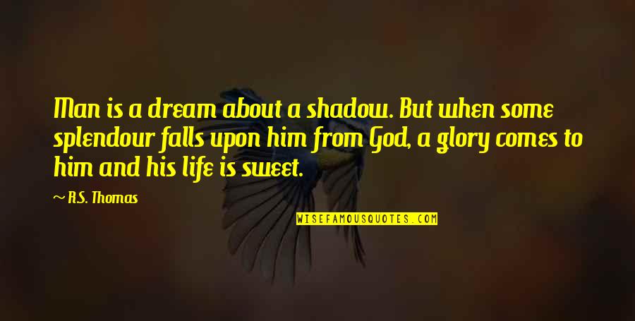 Potencijalni Rivali Quotes By R.S. Thomas: Man is a dream about a shadow. But Potencijalni Rivali Quotes By R.S. Thomas: Man is a dream about a shadow. But