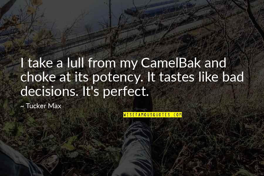 Potency Quotes By Tucker Max: I take a lull from my CamelBak and