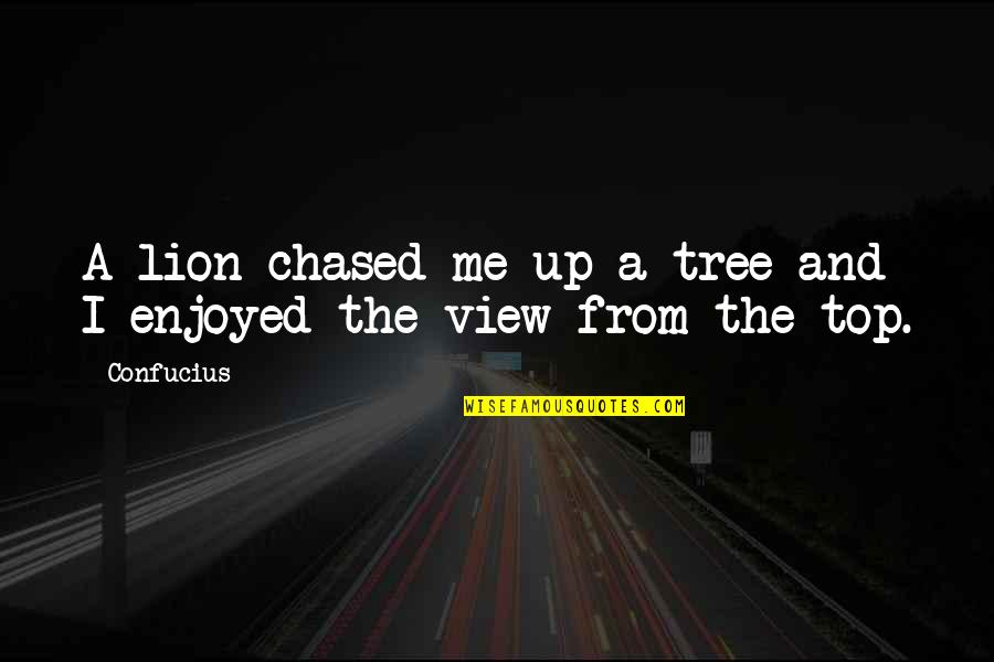 Potentiates The Actions Quotes By Confucius: A lion chased me up a tree and