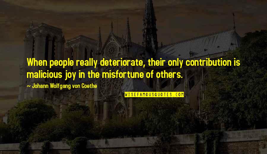 Potently Quotes By Johann Wolfgang Von Goethe: When people really deteriorate, their only contribution is