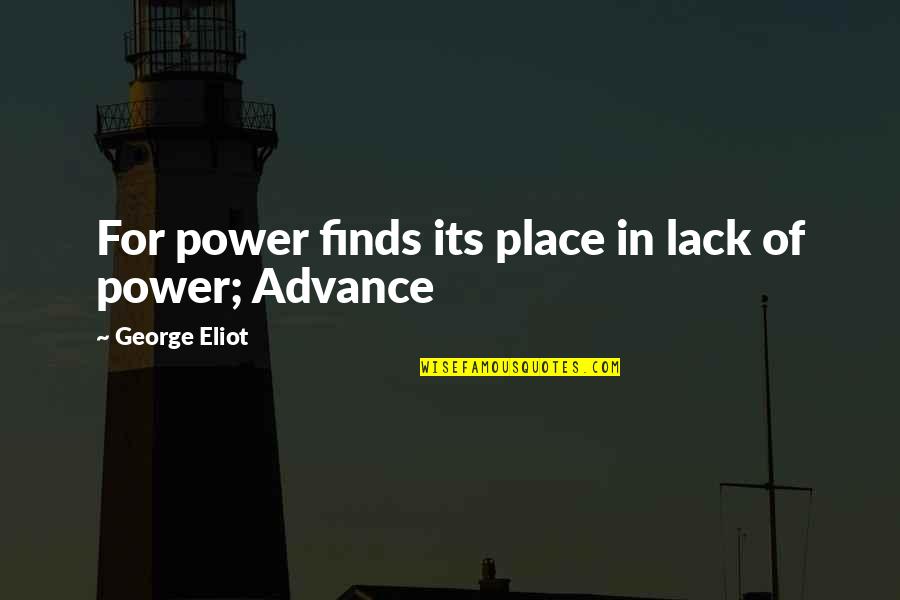 Pou T Namib Quotes By George Eliot: For power finds its place in lack of Pou T Namib Quotes By George Eliot: For power finds its place in lack of