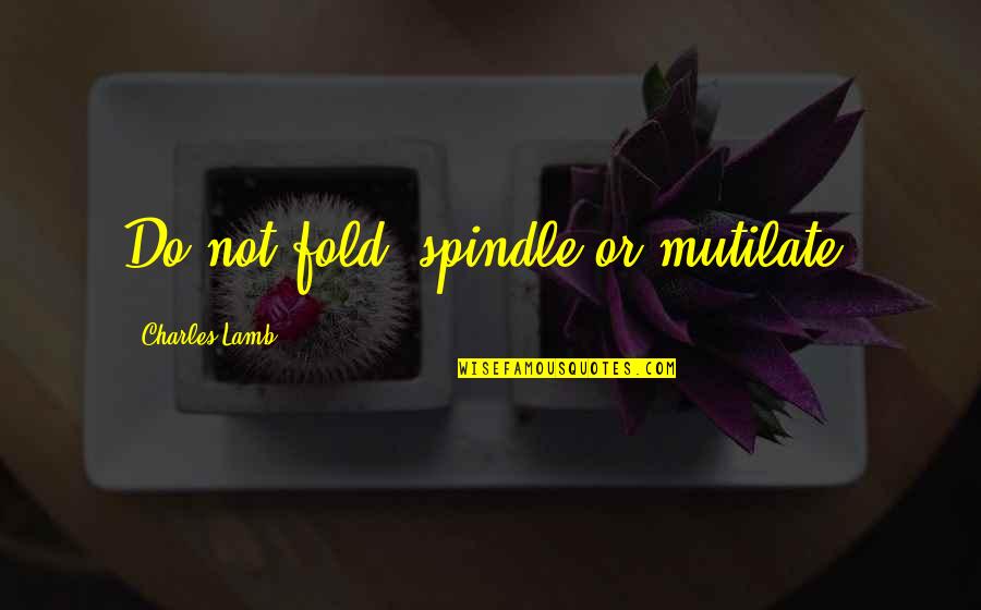 Poubelles Intelligentes Quotes By Charles Lamb: Do not fold, spindle or mutilate.