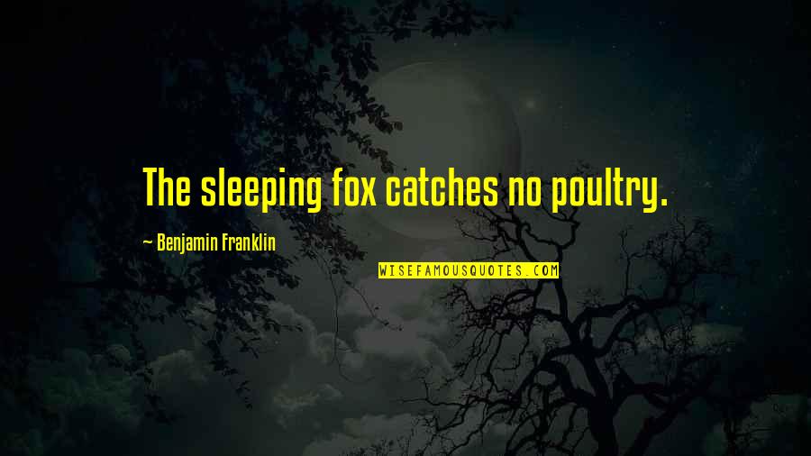 Poultry Quotes By Benjamin Franklin: The sleeping fox catches no poultry.
