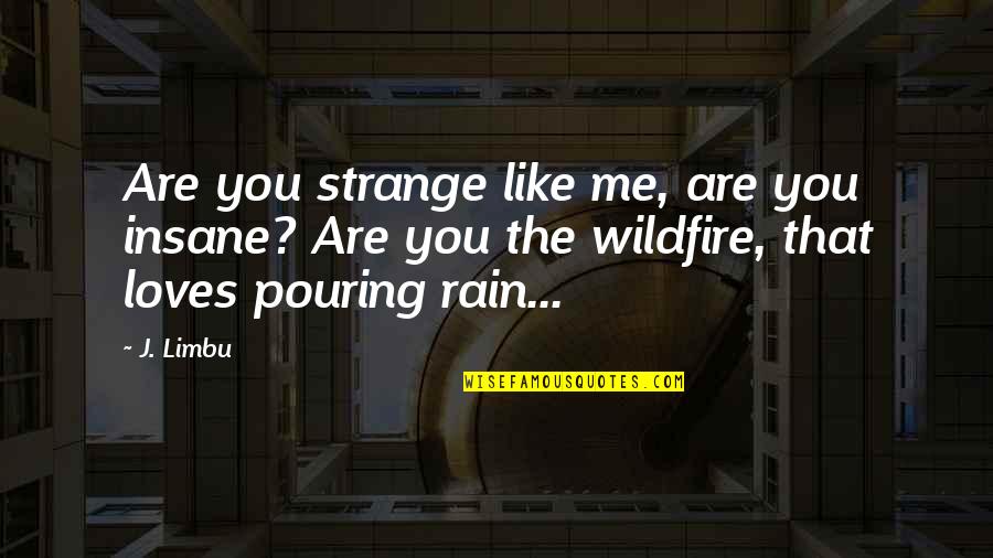 Pouring Love Quotes By J. Limbu: Are you strange like me, are you insane?