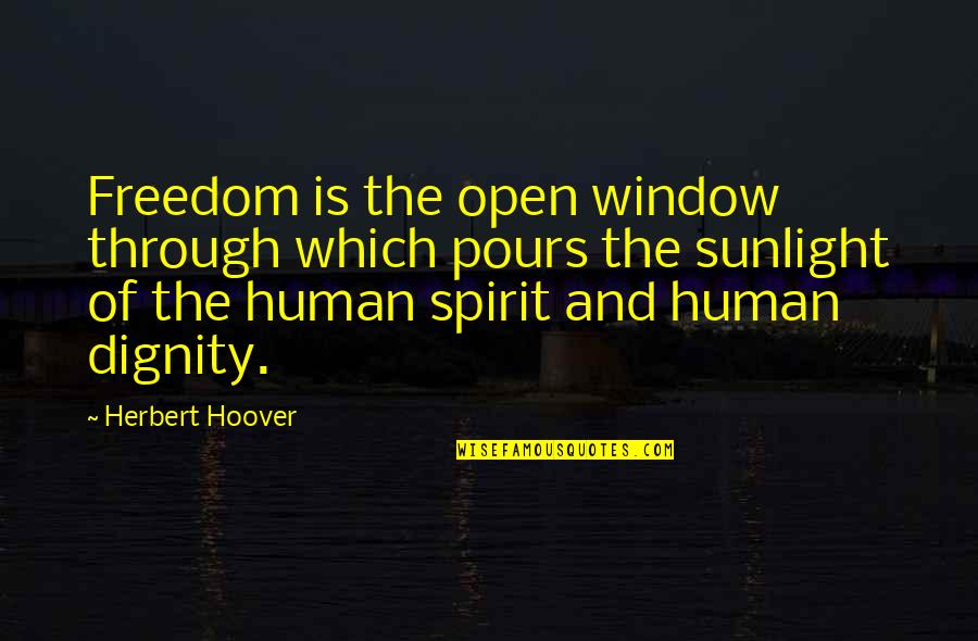 Pours Quotes By Herbert Hoover: Freedom is the open window through which pours