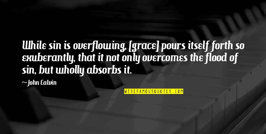 Pours Quotes By John Calvin: While sin is overflowing, [grace] pours itself forth