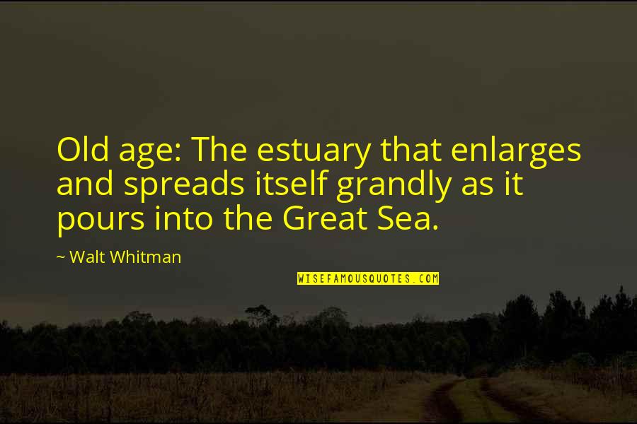 Pours Quotes By Walt Whitman: Old age: The estuary that enlarges and spreads