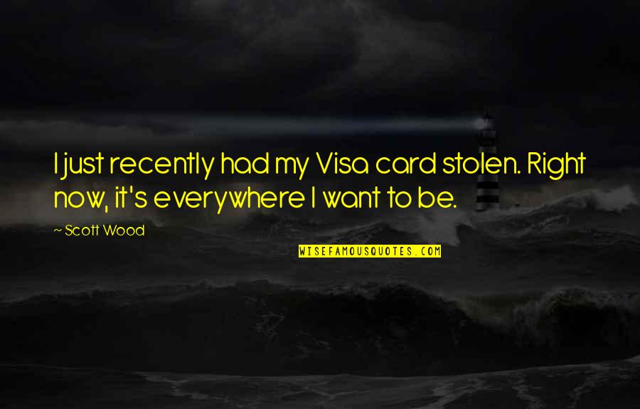 Poverty And Corruption Quotes By Scott Wood: I just recently had my Visa card stolen.