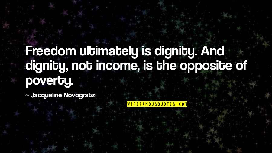 Poverty And Dignity Quotes By Jacqueline Novogratz: Freedom ultimately is dignity. And dignity, not income,