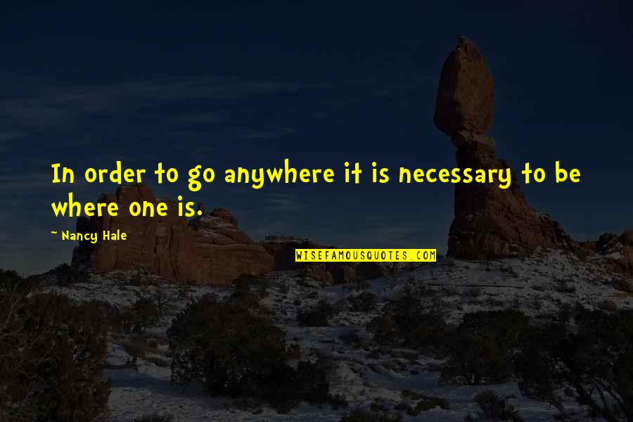 Povijest Rukometa Quotes By Nancy Hale: In order to go anywhere it is necessary