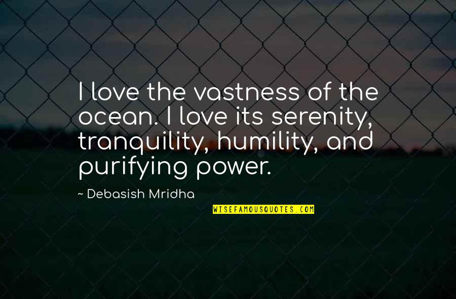 Power And Humility Quotes By Debasish Mridha: I love the vastness of the ocean. I