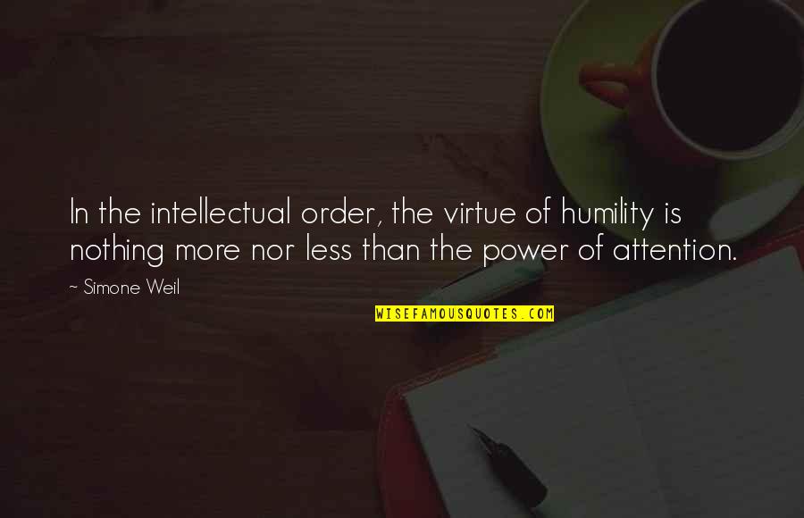 Power And Humility Quotes By Simone Weil: In the intellectual order, the virtue of humility