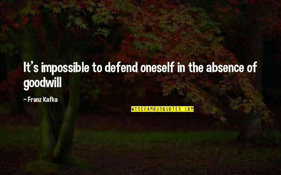 Power Cord Quotes By Franz Kafka: It's impossible to defend oneself in the absence