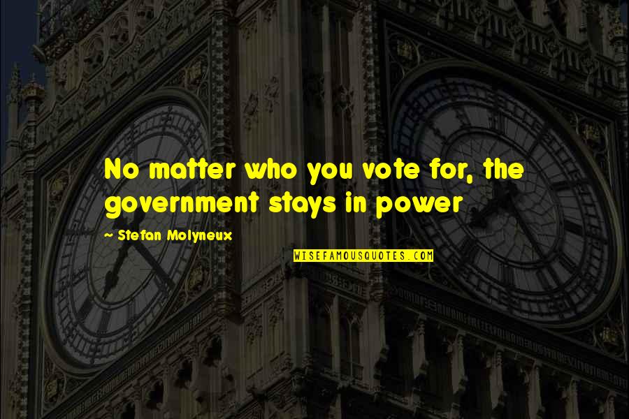Power Government Quotes By Stefan Molyneux: No matter who you vote for, the government