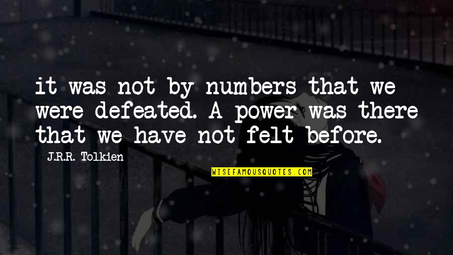 Power In Numbers Quotes By J.R.R. Tolkien: it was not by numbers that we were