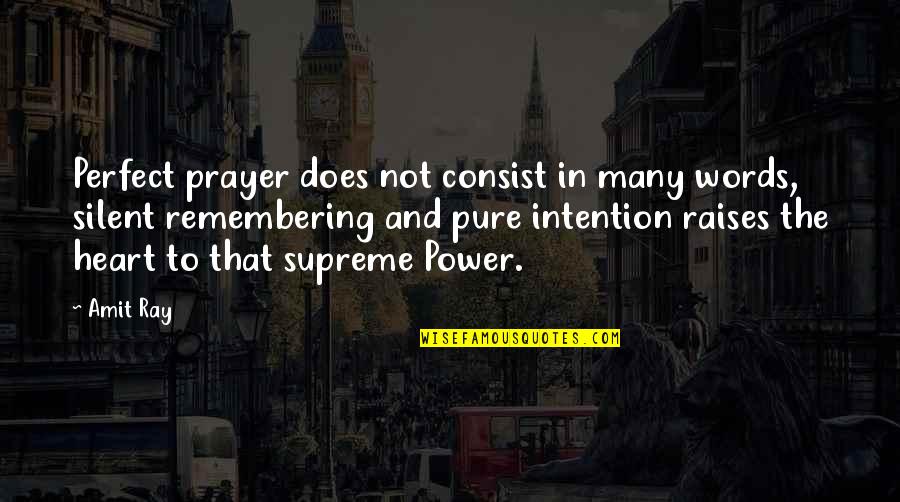 Power In Words Quotes By Amit Ray: Perfect prayer does not consist in many words,