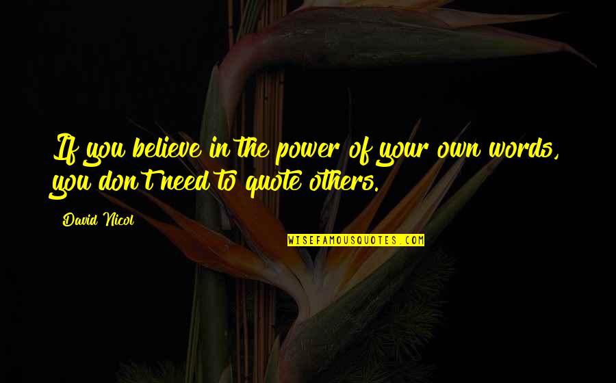 Power In Words Quotes By David Nicol: If you believe in the power of your