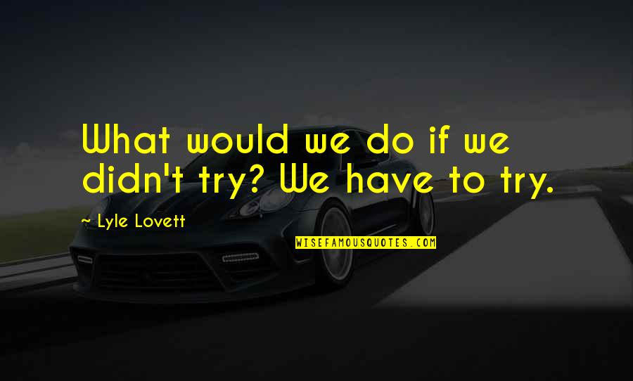 Power Intoxication Quotes By Lyle Lovett: What would we do if we didn't try?