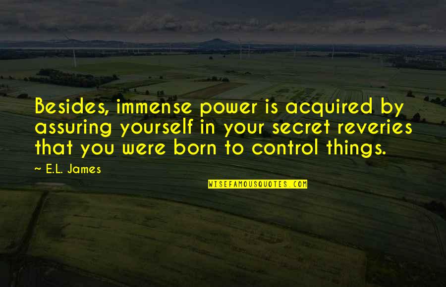 Power Is Control Quotes By E.L. James: Besides, immense power is acquired by assuring yourself