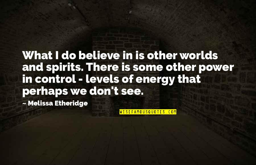 Power Is Control Quotes By Melissa Etheridge: What I do believe in is other worlds