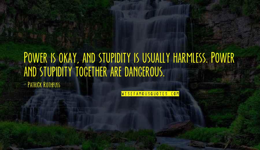 Power Is Dangerous Quotes By Patrick Rothfuss: Power is okay, and stupidity is usually harmless.