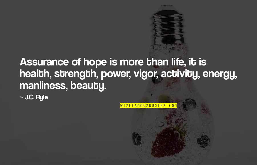 Power Of Energy Quotes By J.C. Ryle: Assurance of hope is more than life, it